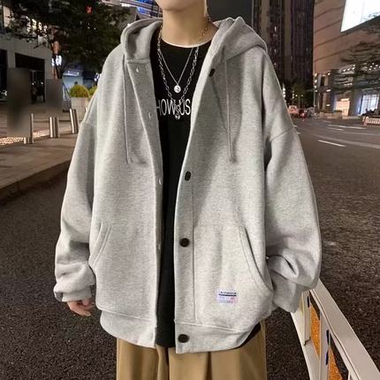 ins港风连帽开衫卫衣男潮2022秋冬新款韩版潮流宽松加绒潮牌外套