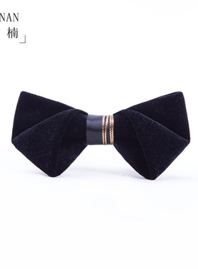 黑色领结男士天鹅绒丝绒简约经典新郎伴郎主持司仪结婚婚礼蝴蝶结