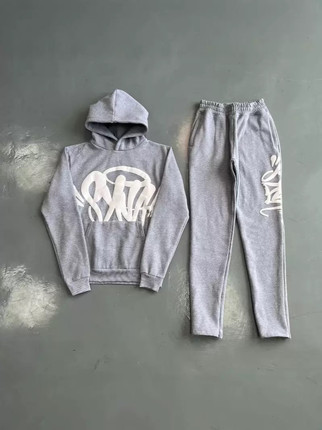 Drill Synaworld高质量街头嘻哈连帽加绒卫衣男潮牌宽松运动套装