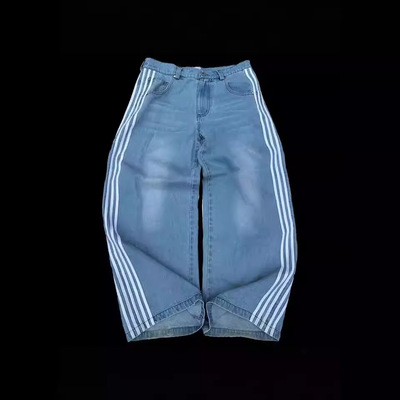 做旧休闲直筒裤阔腿拖地长裤中裤