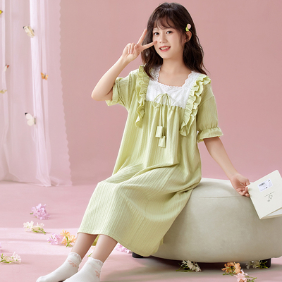 女孩睡裙夏季纯棉少女初中生睡衣