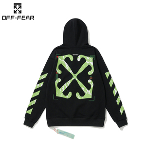 休闲连帽卫衣秋冬男女斑马线箭头OW长袖 正品 OFF潮流WHITE宽松大码