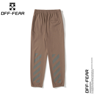 white斑马线裤 OFF 男女休闲运动卫裤 胶带OW箭头长裤 子潮 FEAR正品