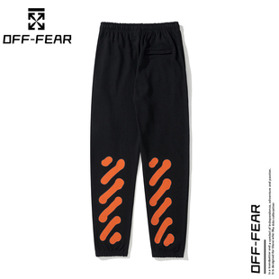 white斑马线裤 OFF 休闲运动卫裤 男女情侣同款 子潮 FEAR箭头OW长裤