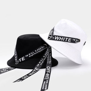 OFF WHITE潮流帽子男学生飘带酷渔夫帽女文艺小清新新盆帽潮牌