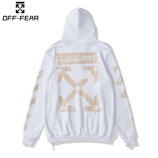宽松长袖 百搭大码 卫衣OW潮牌 OFF男女斑马线箭头WHITE春秋冬季 正品