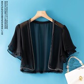 新款 真丝防晒衣桑蚕丝披肩开衫 短款 女夏季 轻薄外套沙滩百搭遮阳衫