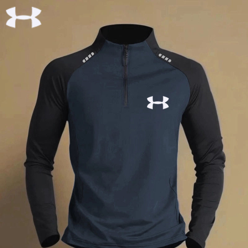 thumbnail for ua outdoor sports quick-drying long sleeve T-shirt men's spring and autumn thin sweat-wicking fitness semi-zipper cycling top