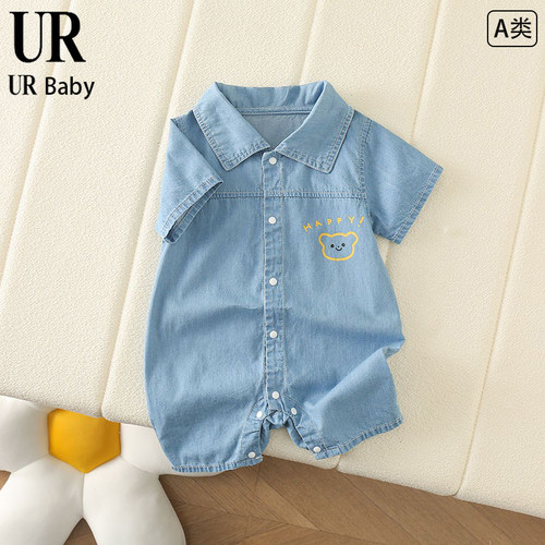 【撤柜专区】品牌专柜婴儿衣服夏季短袖连体衣牛仔哈衣爬服外出服