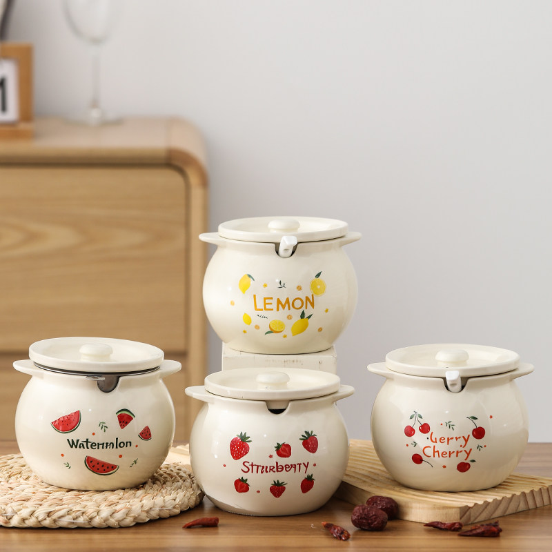 可爱陶瓷猪油罐带盖勺滤网大容量家用厨房食品级耐高温专用收纳罐,厨房/烹饪用具,调味瓶罐/调料研磨器,淘宝优惠券,粉丝福利购,淘宝优惠卷