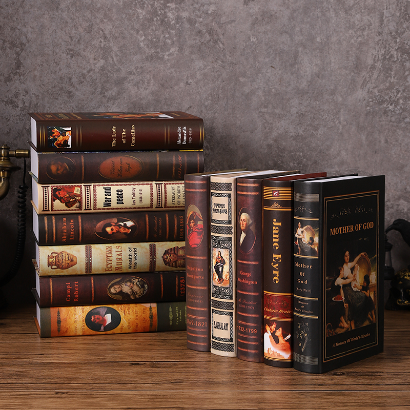 欧式复古仿真书籍摆件背景墙书架桌面装饰假书壳拍摄道具模型书本