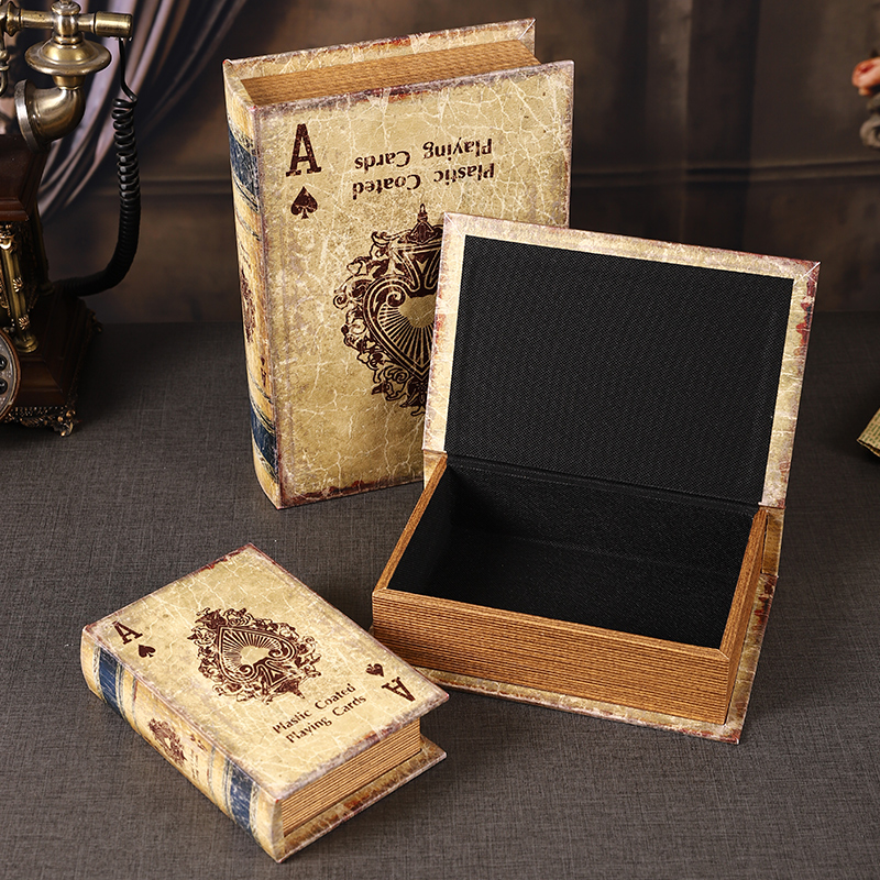 复古假书收纳盒做旧高级感木质皮革仿真书本装饰摆件道具书籍模型