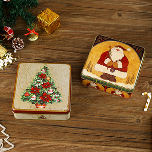 圣诞曲奇饼干收纳盒马口铁盒糖果礼物盒包装 盒家用带盖密封储物盒