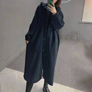 轻薄菱格韩版棉衣女宽松圆领棒球服外套冬季黑色中长款棉服风衣