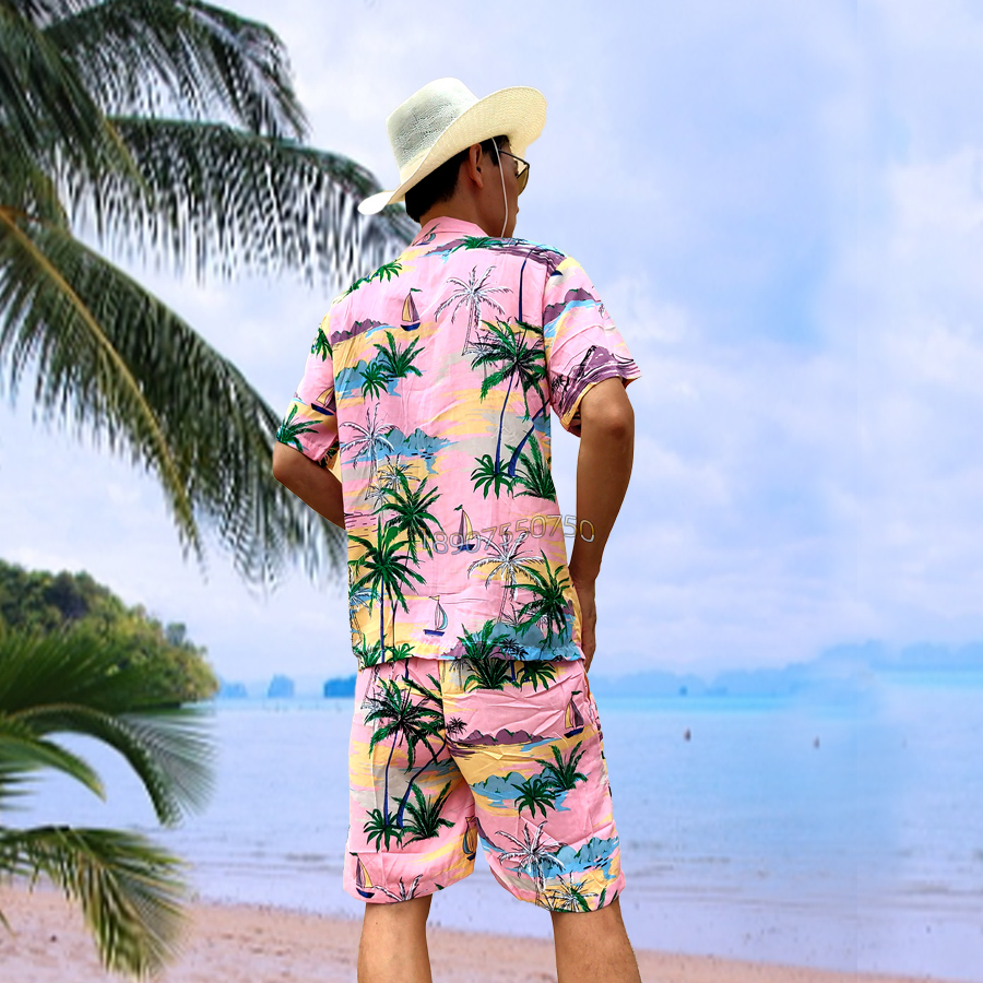 短袖襯衫肥胖親膚吸汗休閑海島服