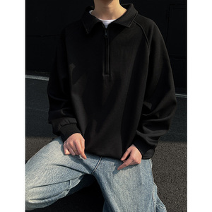 现货340克重磅插肩袖拉链宽松大码潮牌卫衣男A456-WY03-P45特图片