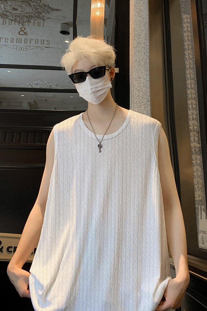 B35特P22控39肌理冰感潮牌无袖背心男夏季宽松运动坎肩美式t恤,男装背心/马甲,电商A456（原C415）