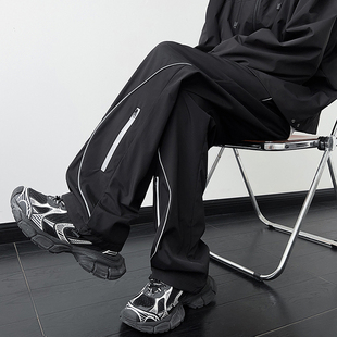 P38 子男CFK01 现货3M反光拉链设计显瘦学生休闲裤 防水冲锋裤