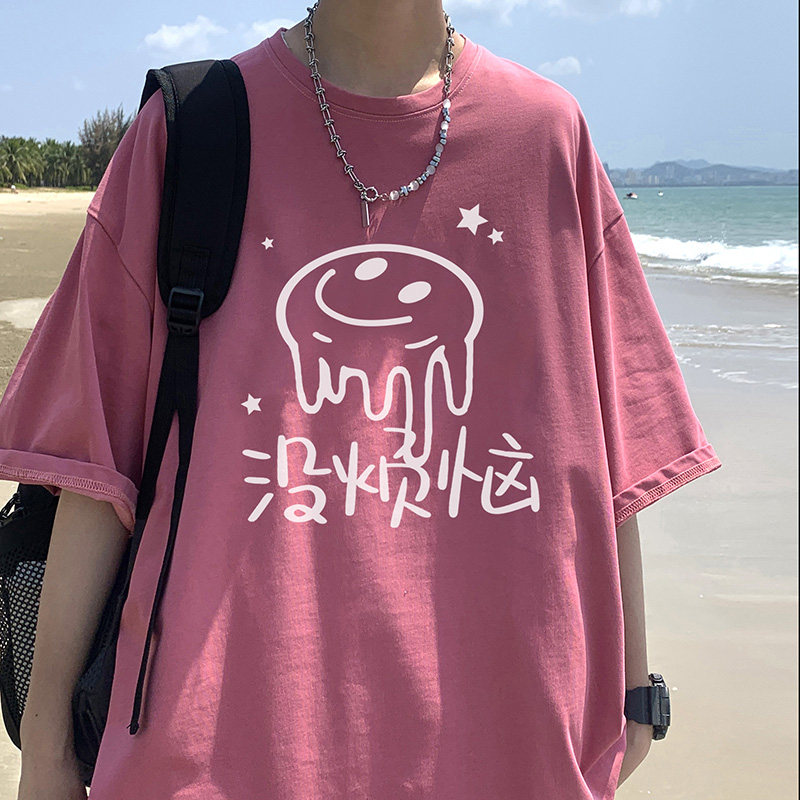 T81-P20特没烦恼chic新款t恤潮流简约卡通印花夏季圆领上衣红图片