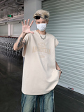 B01特P22控38高街烧花无袖背心男夏季宽松运动坎肩美式t恤HEI，男装T恤，电商A456（原C415）