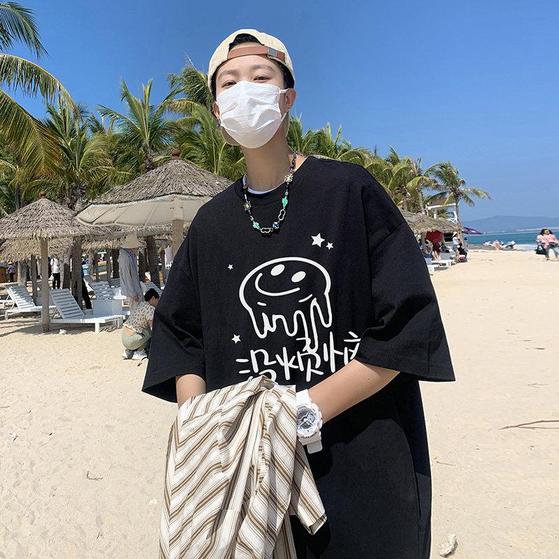 T81-P20特没烦恼chic新款t恤潮流简约卡通印花夏季圆领上衣杏,男装T恤,电商A456（原C415）