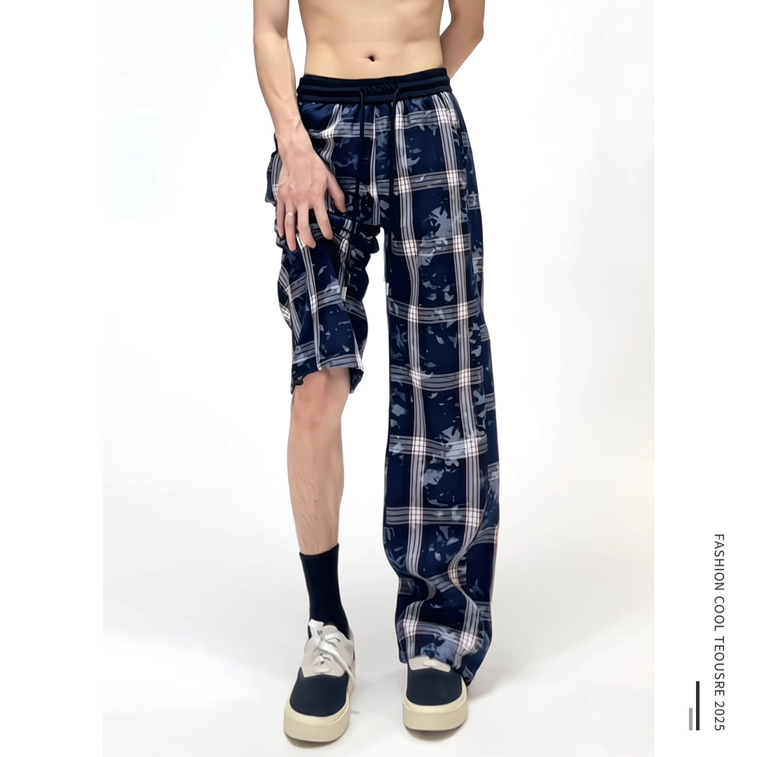 现货美式复古格子潮流学生休闲裤直通裤子男CK03-P29特，男装休闲裤，电商A456（原C415）