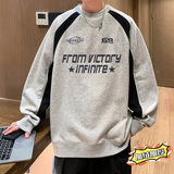 直播重磅美式复古插肩袖拼接加绒卫衣外套A432-WY98-P50加绒P60，女装短外套，电商A456（原C415）