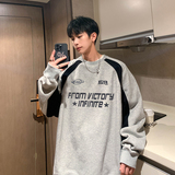 直播重磅美式复古插肩袖拼接加绒卫衣外套A432-WY98-P50加绒P60，女装短外套，电商A456（原C415）