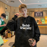 现货420克扎染重磅卫衣男秋冬款圆领上衣美式高街外套男WY803白，女装短外套，电商A456（原C415）