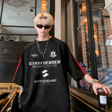 现货JPT23-P28特美式插肩袖短袖男T恤夏季麂皮绒宽松三条杠粉红，男装T恤，电商A456（原C415）