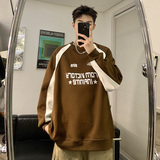 现货360G直播重磅港风美式复古插肩袖拼接ins卫衣外套男WY98酒红，女装短外套，电商A456（原C415）