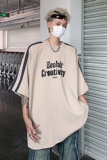 T565-P40控59高街潮牌男士潮流印花T恤上衣夏季宽松织带重磅短袖，男装T恤，电商A456（原C415）