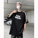 T565-P40控59高街潮牌男士潮流印花T恤上衣夏季宽松织带重磅短袖，男装T恤，电商A456（原C415）