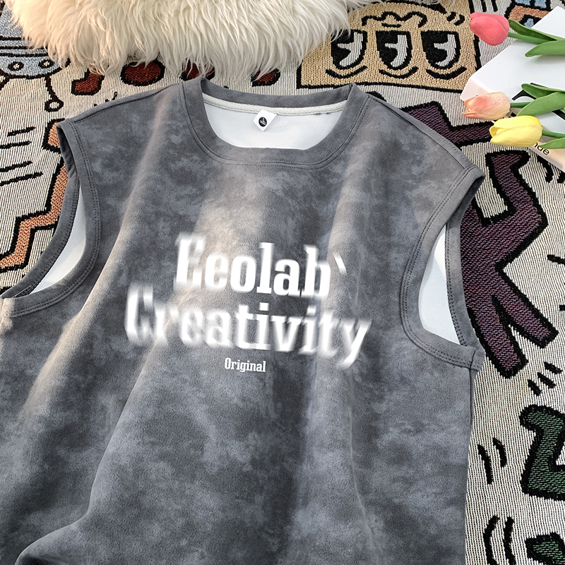 美式扎染背心男生夏季字母印花健身运动汗衫潮牌宽松坎肩无袖t恤，男装背心/马甲，电商A456（原C415）