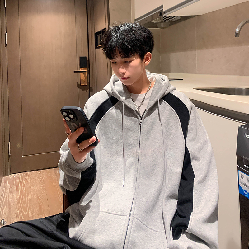 赛车服卫衣男士春秋中性宽松开衫重磅学生浅灰外套 A456-WY97-P65