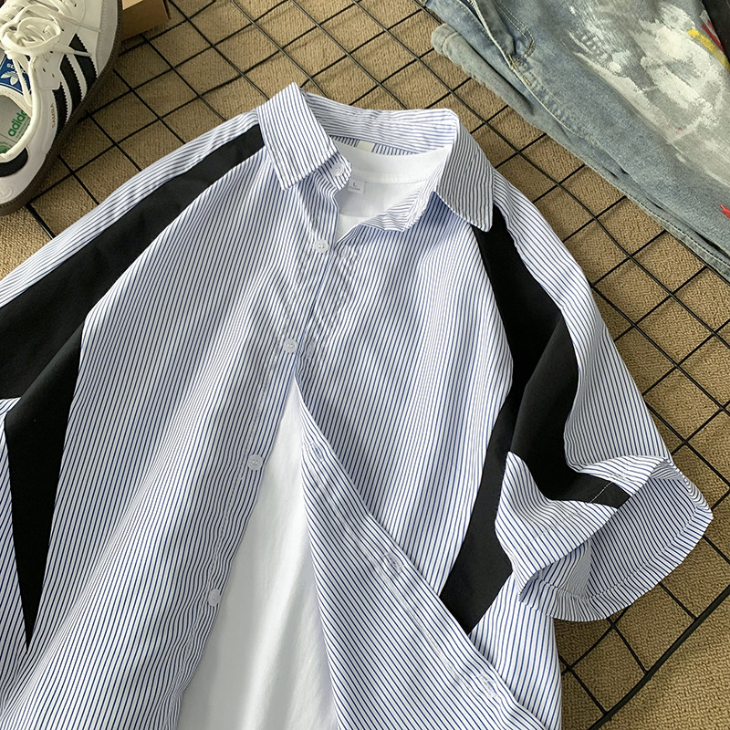 主推CY08-P30特现货夏季短袖条纹衬衫男潮牌潮流中性衬衣0,男装T恤,电商A456（原C415）