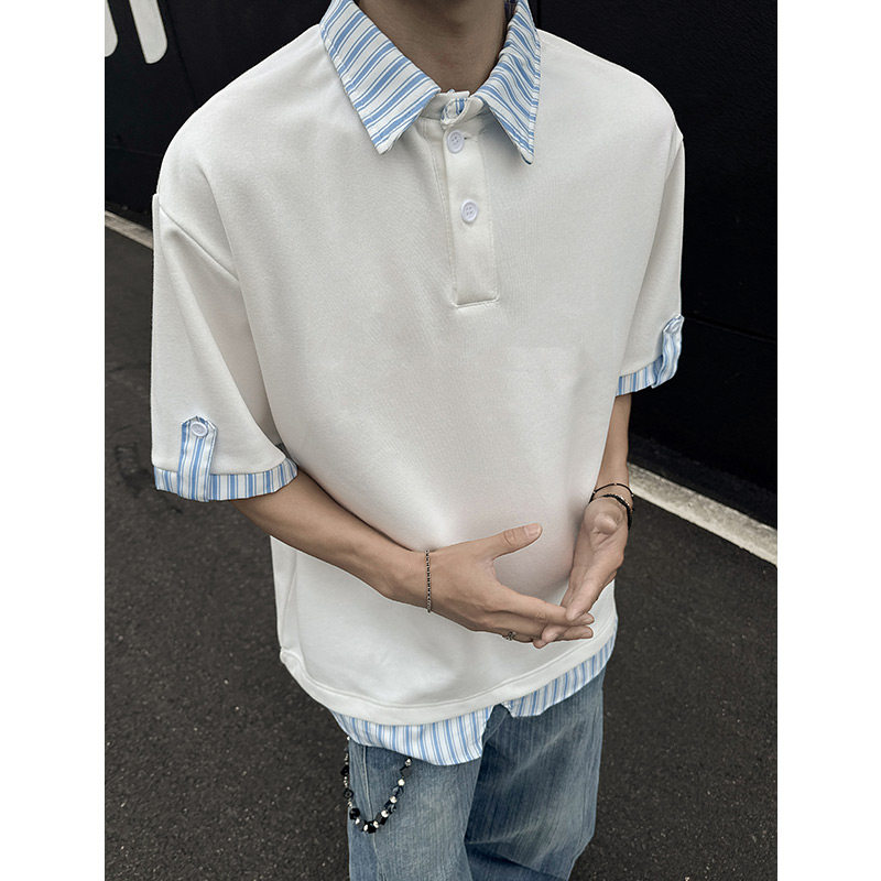 二开A456-T916-P32特现货主推曼巴棉夏季T恤潮流假两件POLO短袖,男装T恤,电商A456（原C415）