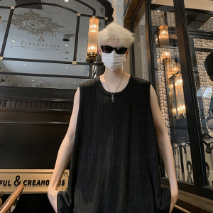 B35特P22控39肌理冰感潮牌无袖背心男夏季宽松运动坎肩美式t恤卡图片