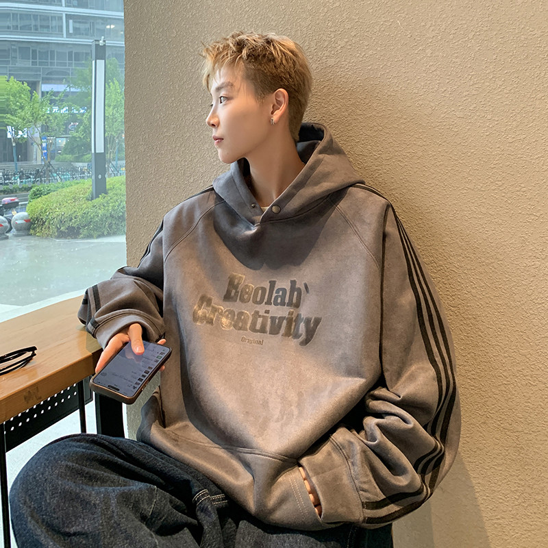 现货420高克重秋冬三条杠麂皮绒连帽卫衣外套深JP605-P58特，女装短外套，电商A456（原C415）