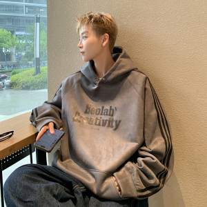 现货 420高克重秋冬三条杠麂皮绒连帽卫衣外套深JP605-P58特，女装短外套，电商A456（原C415）