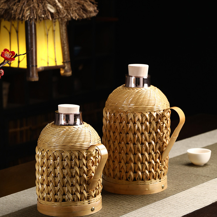 老式竹编暖壶热水瓶保温壶小暖壶