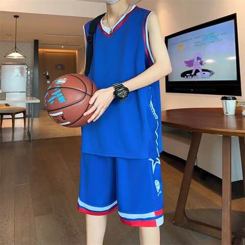 篮球服套装男学生宽松透气球衣夏季运动套装健身跑步背心短裤一套