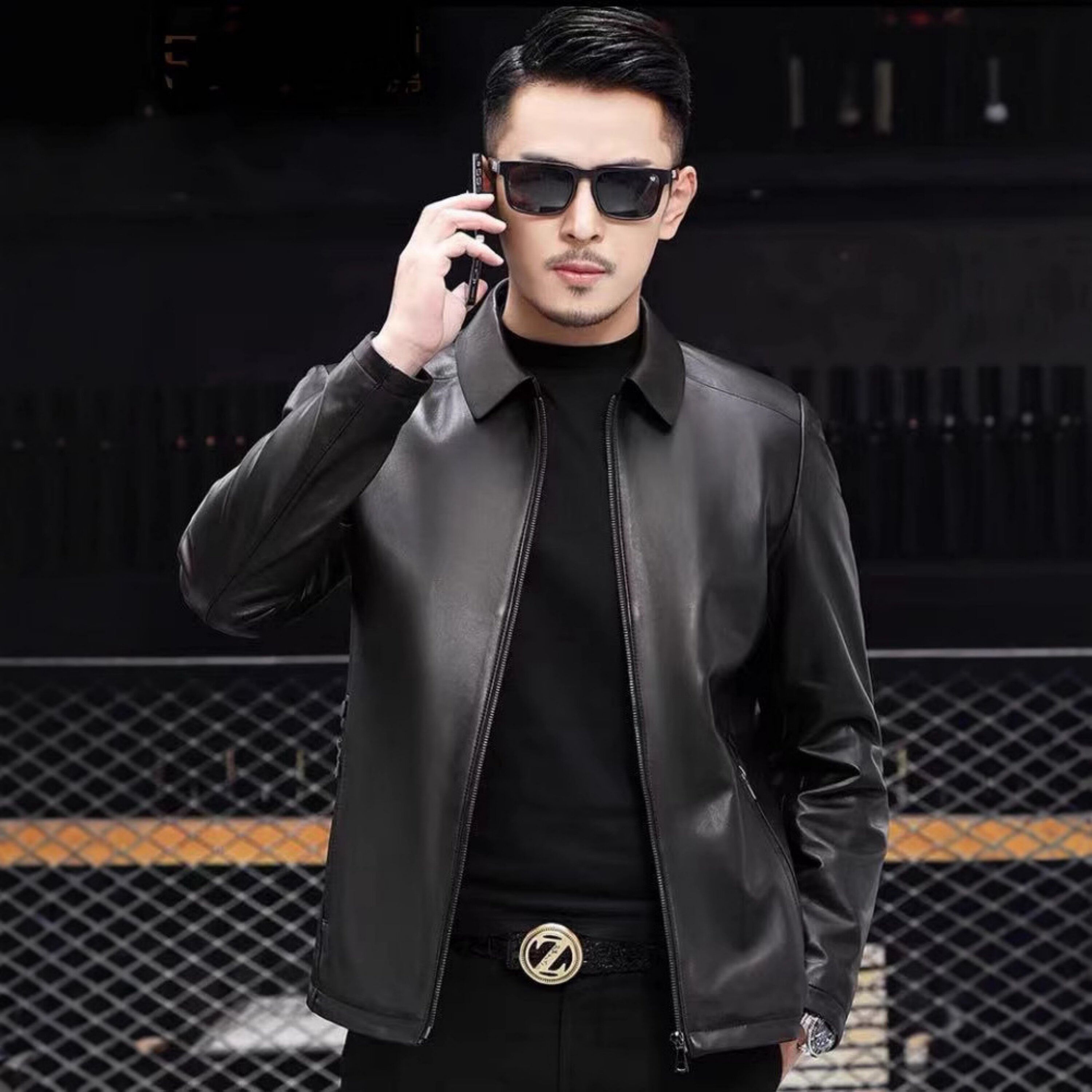 羊皮皮衣中年皮皮翻领海宁装休闲夹克绵羊男士秋冬层爸爸头加真皮