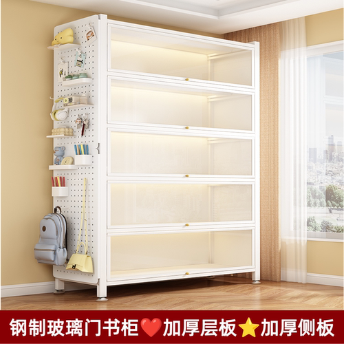 钢制书柜玻璃上翻门手办展示柜