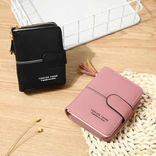 2026韩版新款字母小银包拉链两折短款零钱包高中学生卡包成人女款