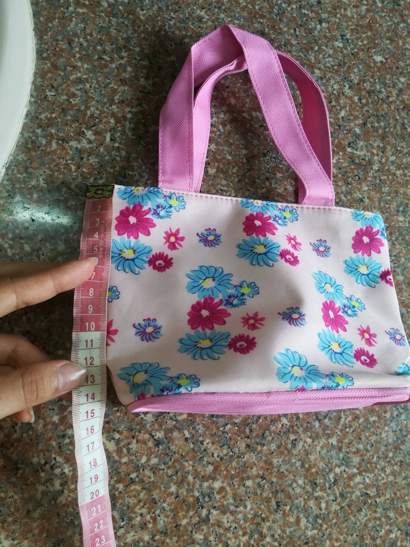 便当包手提帆布拉链拎包粉色碎花迷你小号简约可爱女式收纳袋轻便