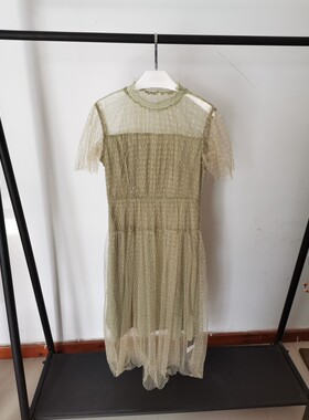 华XL13661品牌折扣H22018仙女网纱中长连衣裙