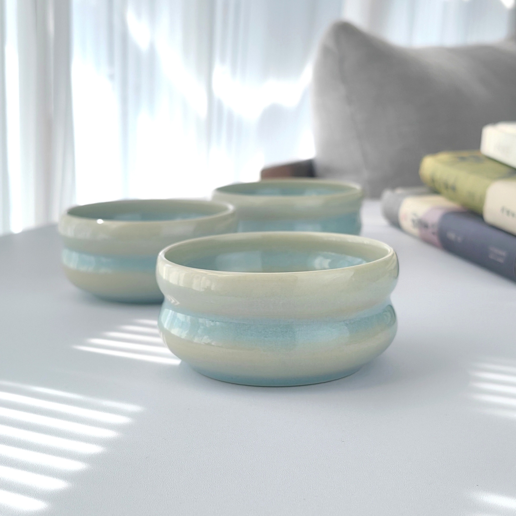 神垕钧窑瓷器苗帅浩手工钧瓷茶杯玉石釉天青色品茗功夫主人杯葫芦