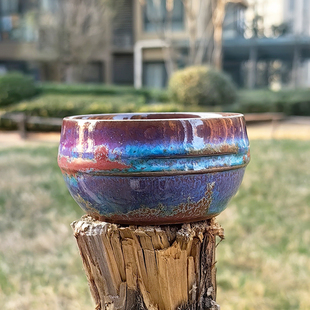 神垕钧瓷茶杯温红远矿物炉钧釉喝茶杯子送人功夫茶玄纹禅定主人杯