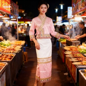 傣族服装女春秋长袖重工节日装